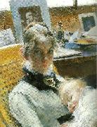 Carl Larsson ateljeidyll jeune mere painting